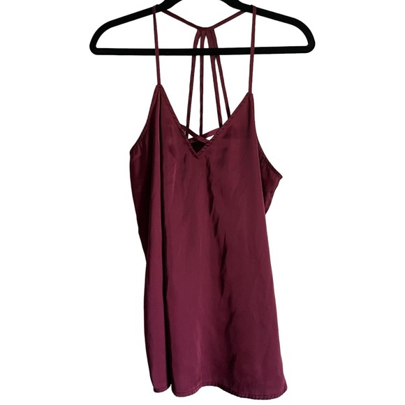 Strappy Tank Top Junior's M 7-9 Red Pomegranate Blouse Shirt Satin - Picture 3 of 7